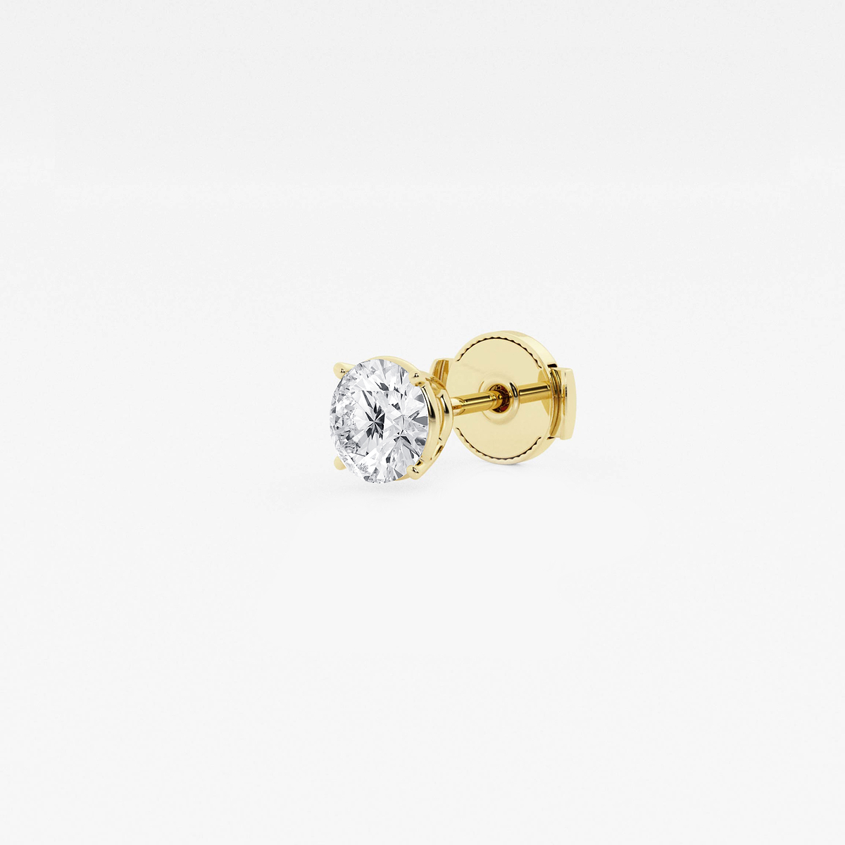 1/2 ctw Round Lab Grown Diamond Single Stud Earring 14K Yellow Gold, EF, VS2+