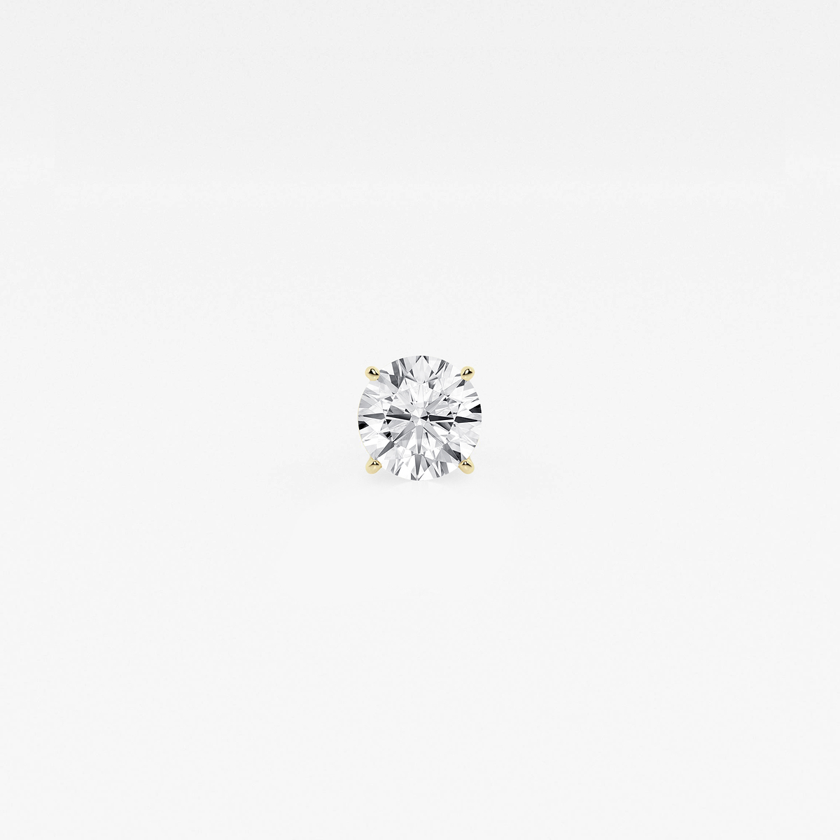 1/2 ctw Round Lab Grown Diamond Single Stud Earring 14K Yellow Gold, EF, VS2+