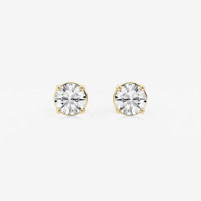 1 1/2 ctw Round Lab Grown Diamond Bezel Set Solitaire Stud Earrings 14K Yellow Gold, GH, VS2+