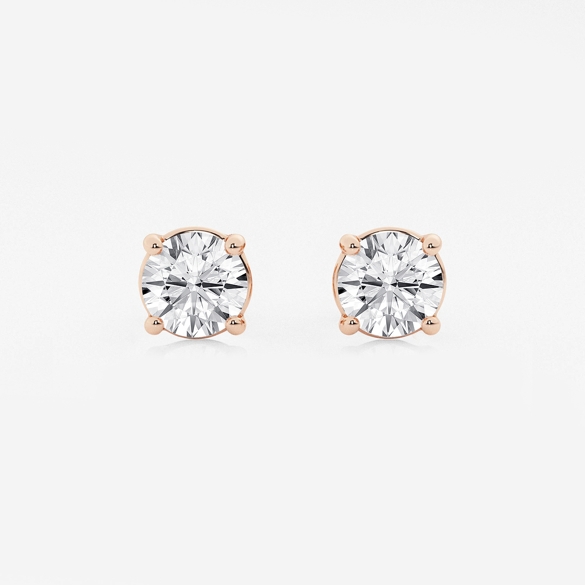 2 ctw Round Lab Grown Diamond Certified Stud Earrings 14K Rose Gold, F, VS2