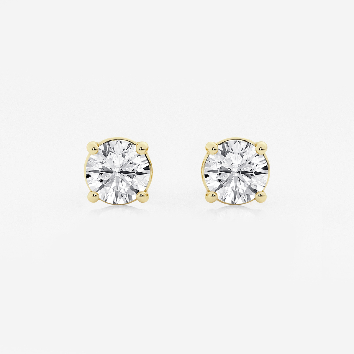 2 ctw Round Near-Colorless (F-G) Lab Grown Diamond Certified Stud Earrings 14K Yellow Gold, FG, VS2+