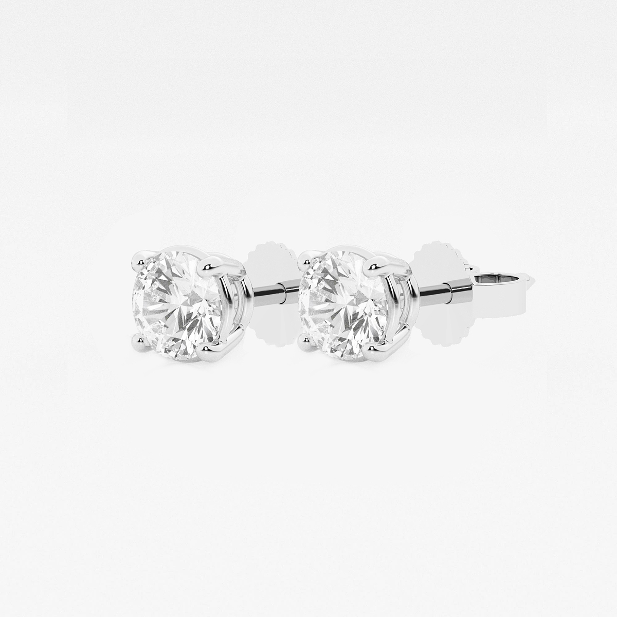 2 ctw Round Lab Grown Diamond Certified Stud Earrings 14K White Gold, F, VS2