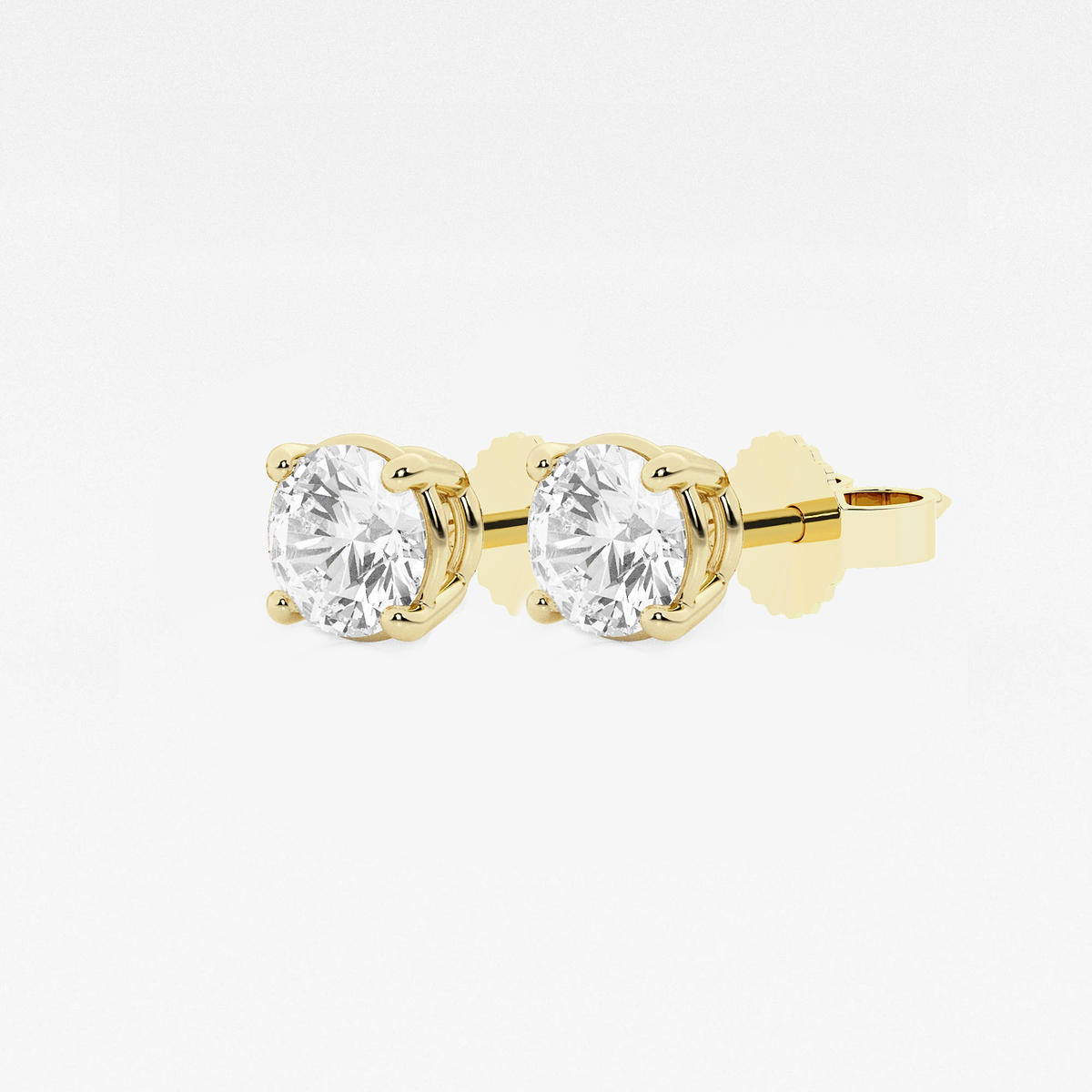 2 ctw Round Lab Grown Diamond Certified Stud Earrings 14K Yellow Gold, F, VS2