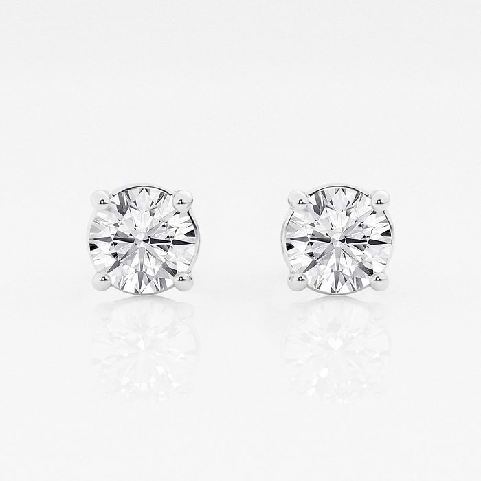 2 ctw Round Colorless (E) Lab Grown Diamond Certified Stud Earrings