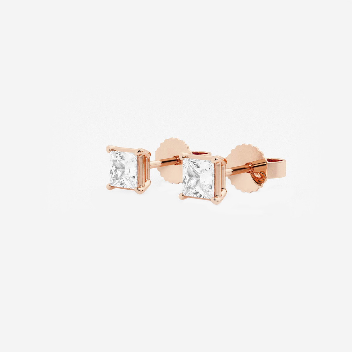 Additional Image 1 for  1/2 ctw Princess Lab Grown Diamond Solitaire Stud Earrings