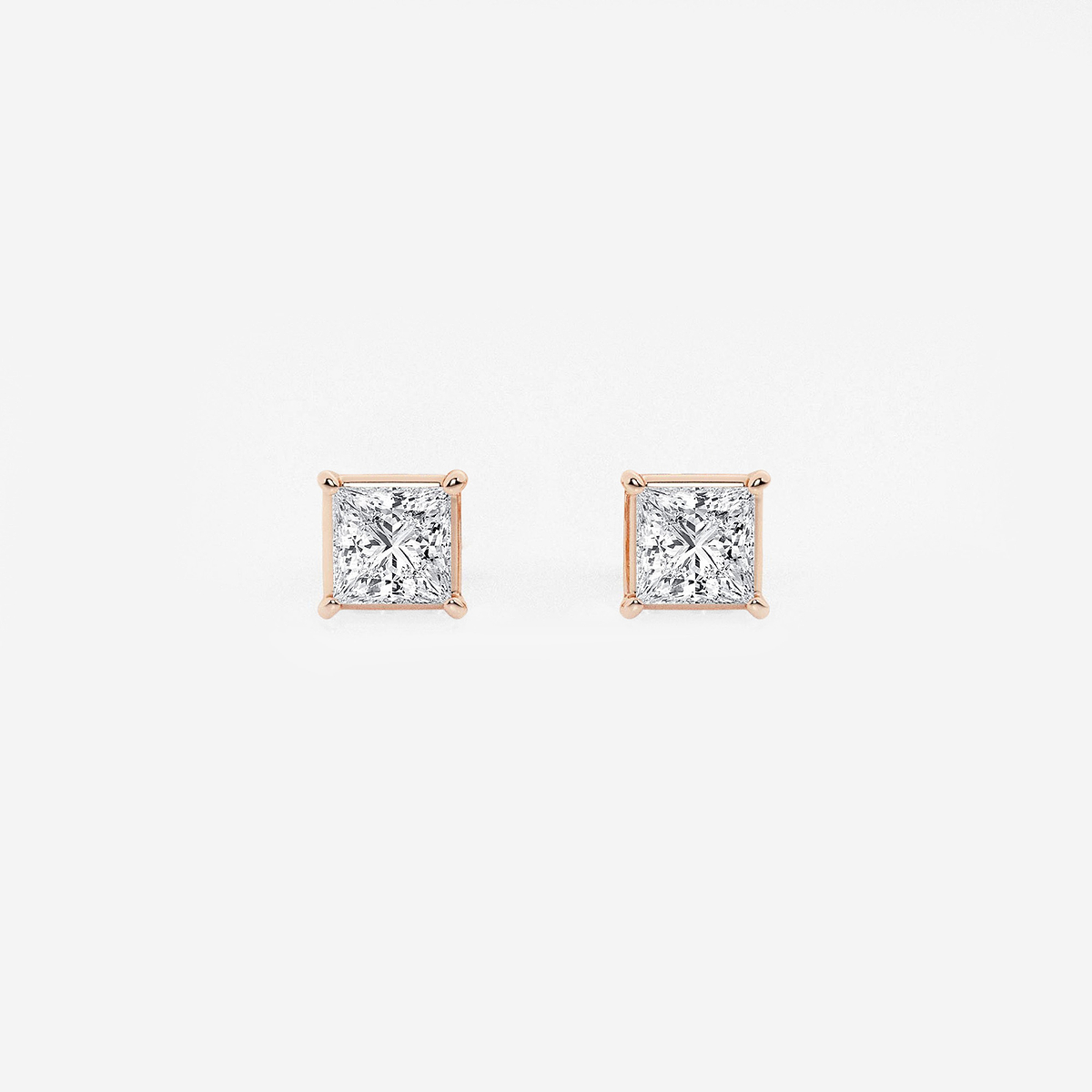 1/2 ctw Princess Lab Grown Diamond Solitaire Stud Earrings