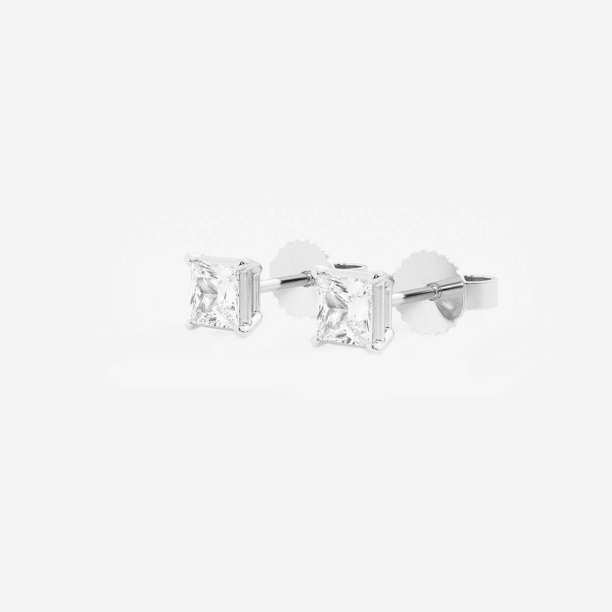 Additional Image 1 for  1/2 ctw Princess Lab Grown Diamond Solitaire Stud Earrings