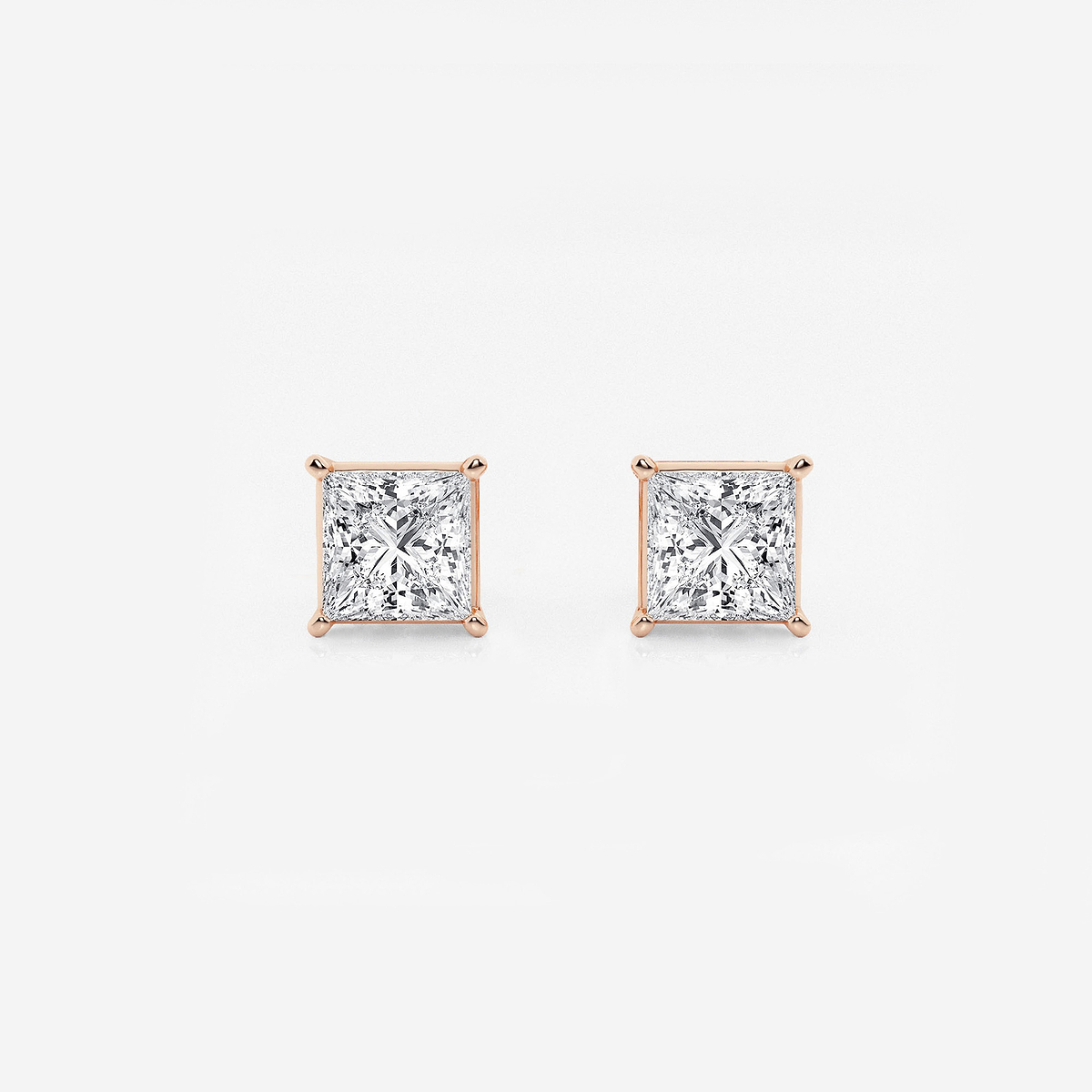 1 1/2 ctw Princess Lab Grown Diamond Solitaire Stud Earrings