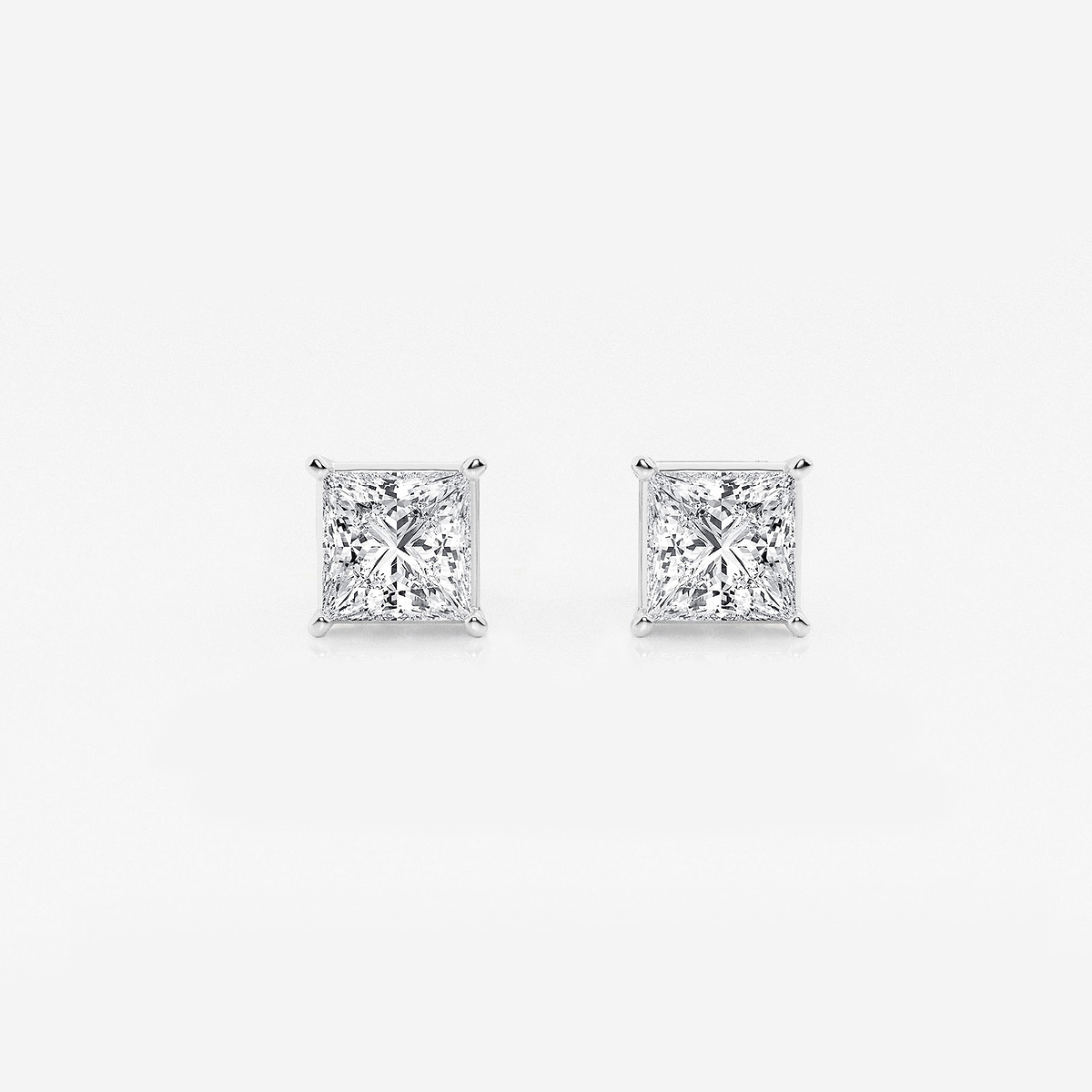 1 1/2 ctw Princess Lab Grown Diamond Solitaire Stud Earrings