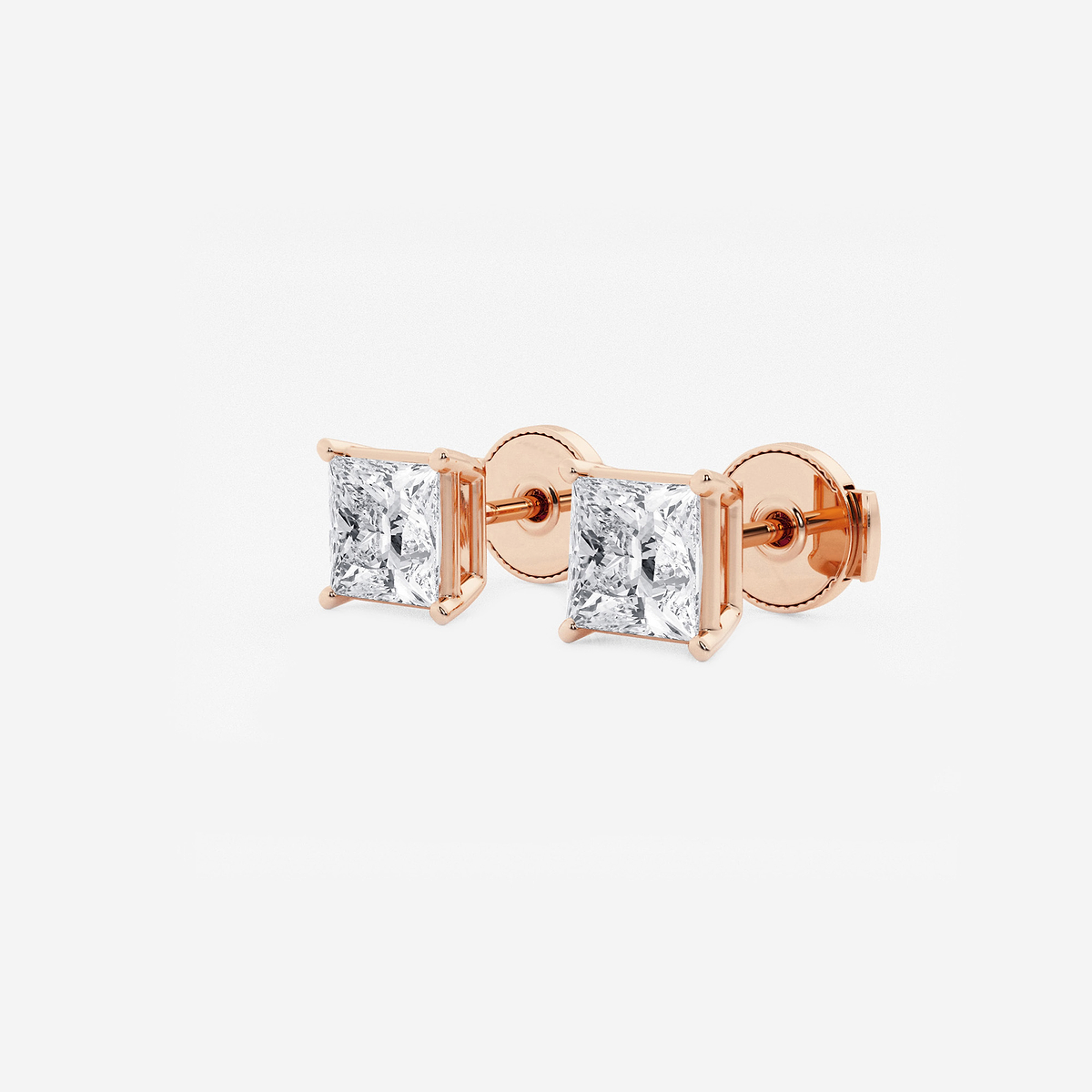 Additional Image 1 for  1 1/2 ctw Princess Lab Grown Diamond Solitaire Stud Earrings