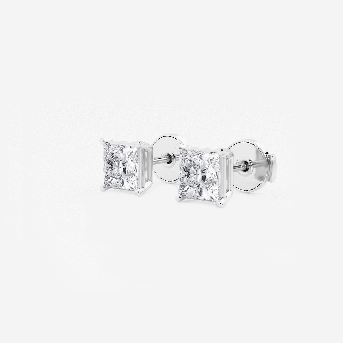 Additional Image 1 for  1 1/2 ctw Princess Lab Grown Diamond Solitaire Stud Earrings