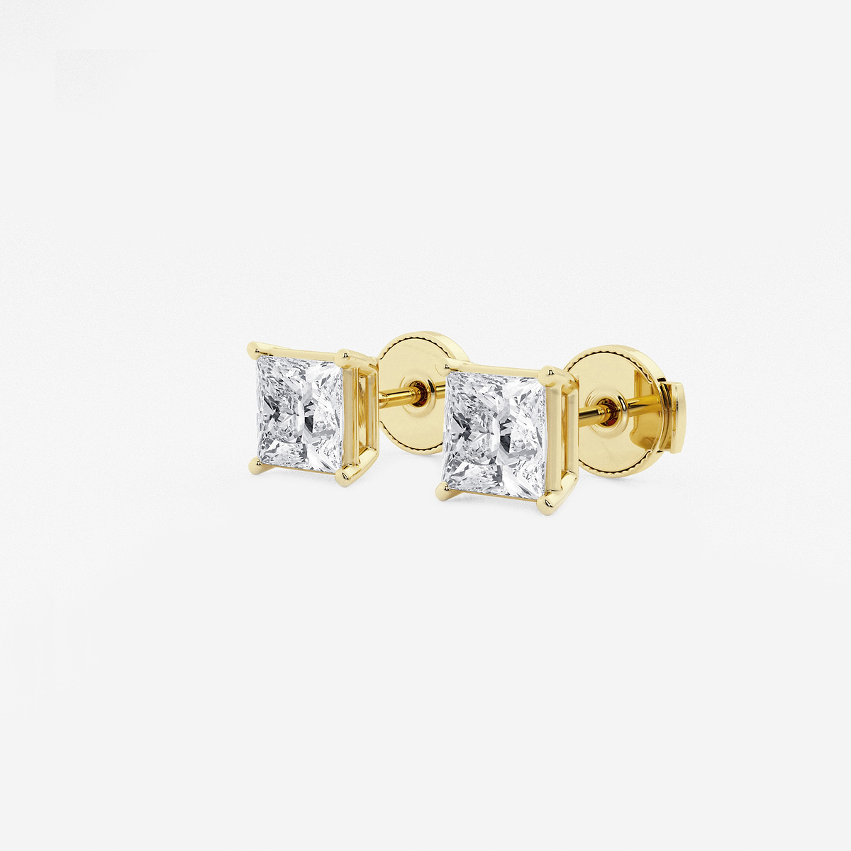 Additional Image 1 for  1 1/2 ctw Princess Lab Grown Diamond Solitaire Stud Earrings