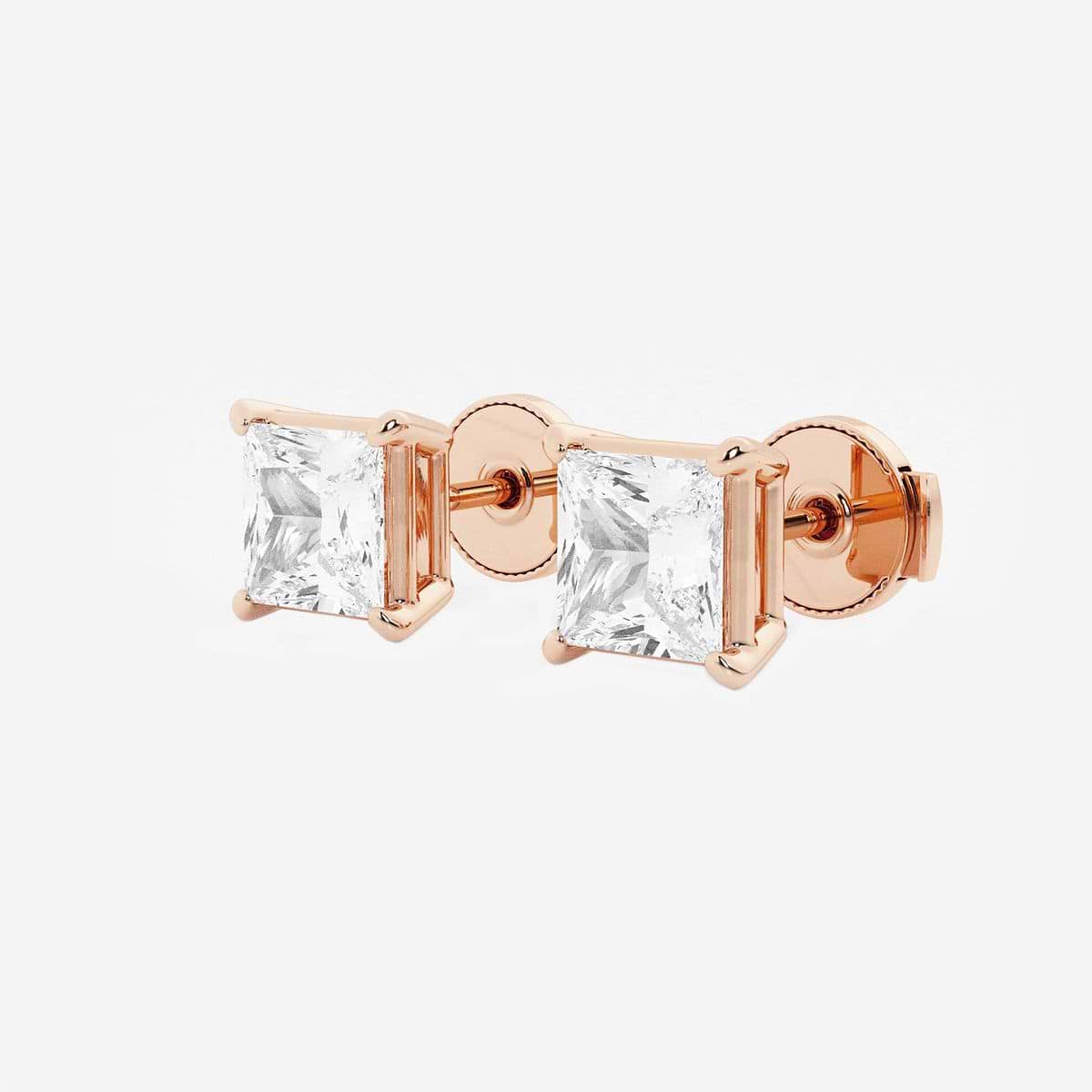 Additional Image 1 for  2 ctw Princess Lab Grown Diamond Solitaire Certified Stud Earrings