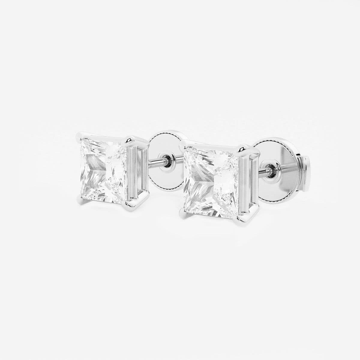 Additional Image 1 for  2 ctw Princess Lab Grown Diamond Solitaire Certified Stud Earrings