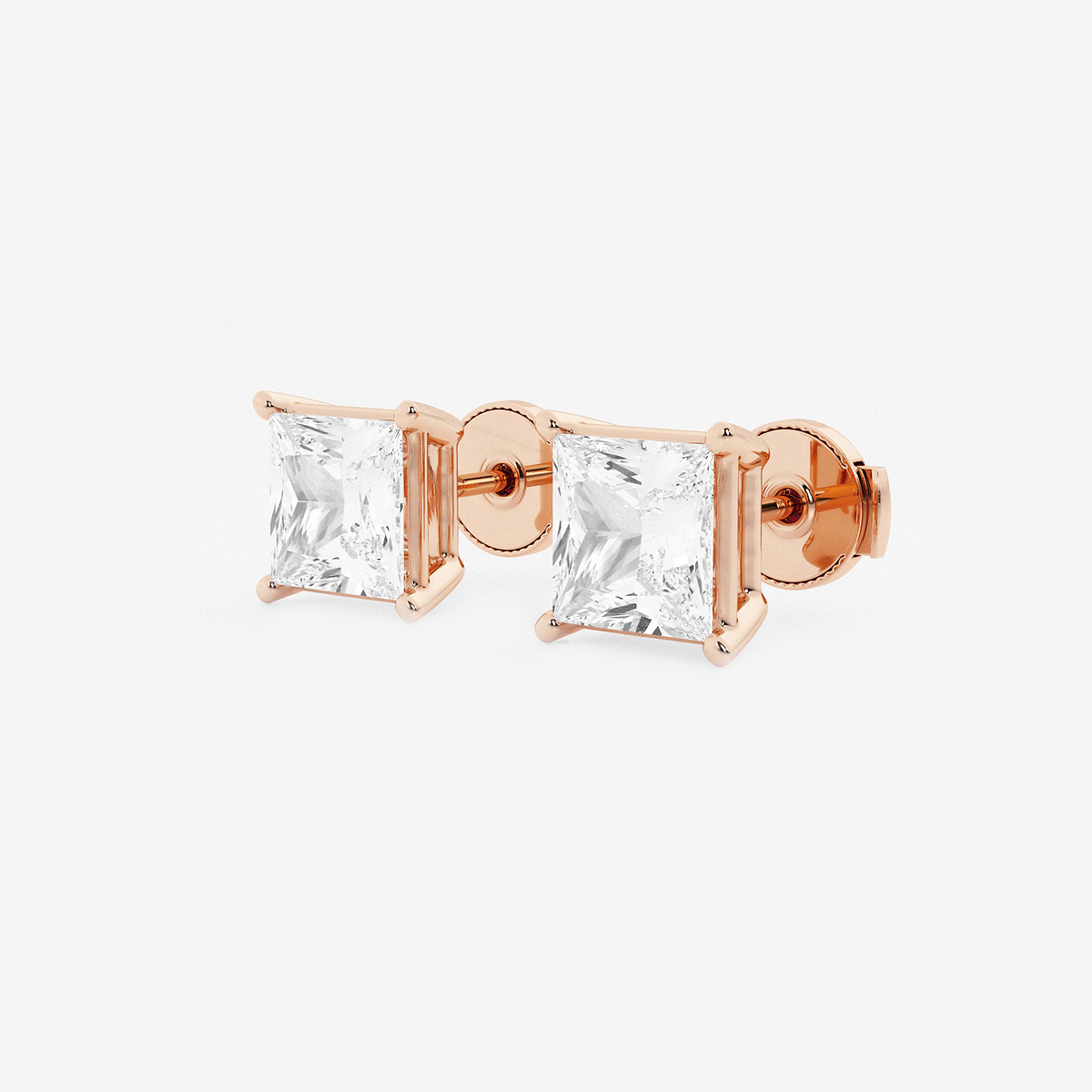 Additional Image 1 for  3 ctw Princess Lab Grown Diamond Solitaire Certified Stud Earrings