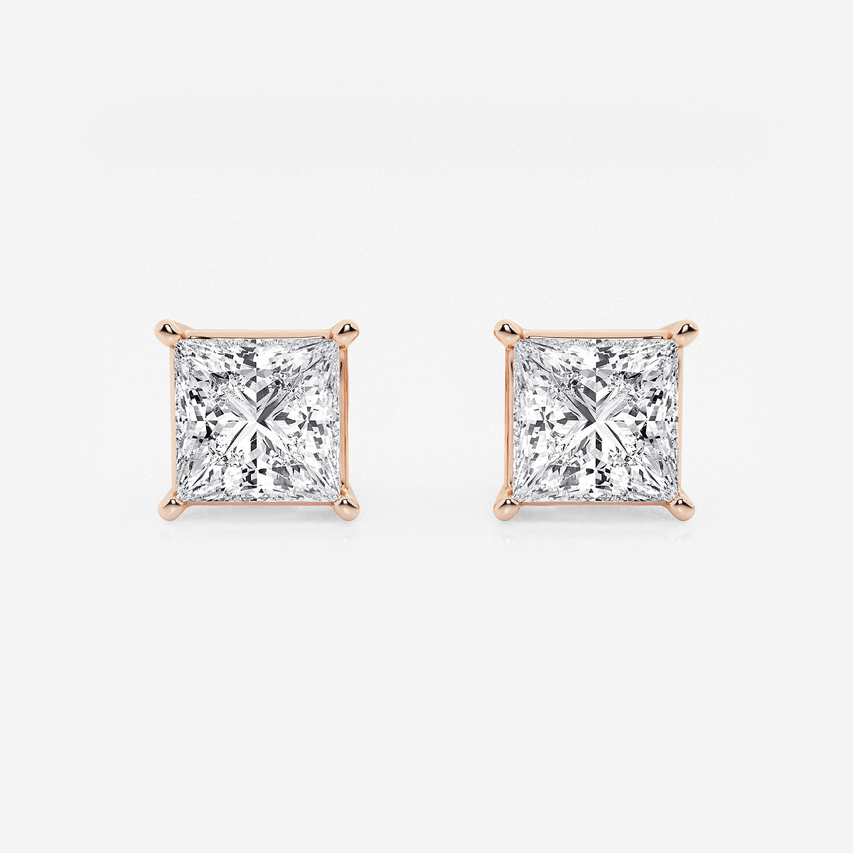 3 ctw Princess Lab Grown Diamond Solitaire Certified Stud Earrings