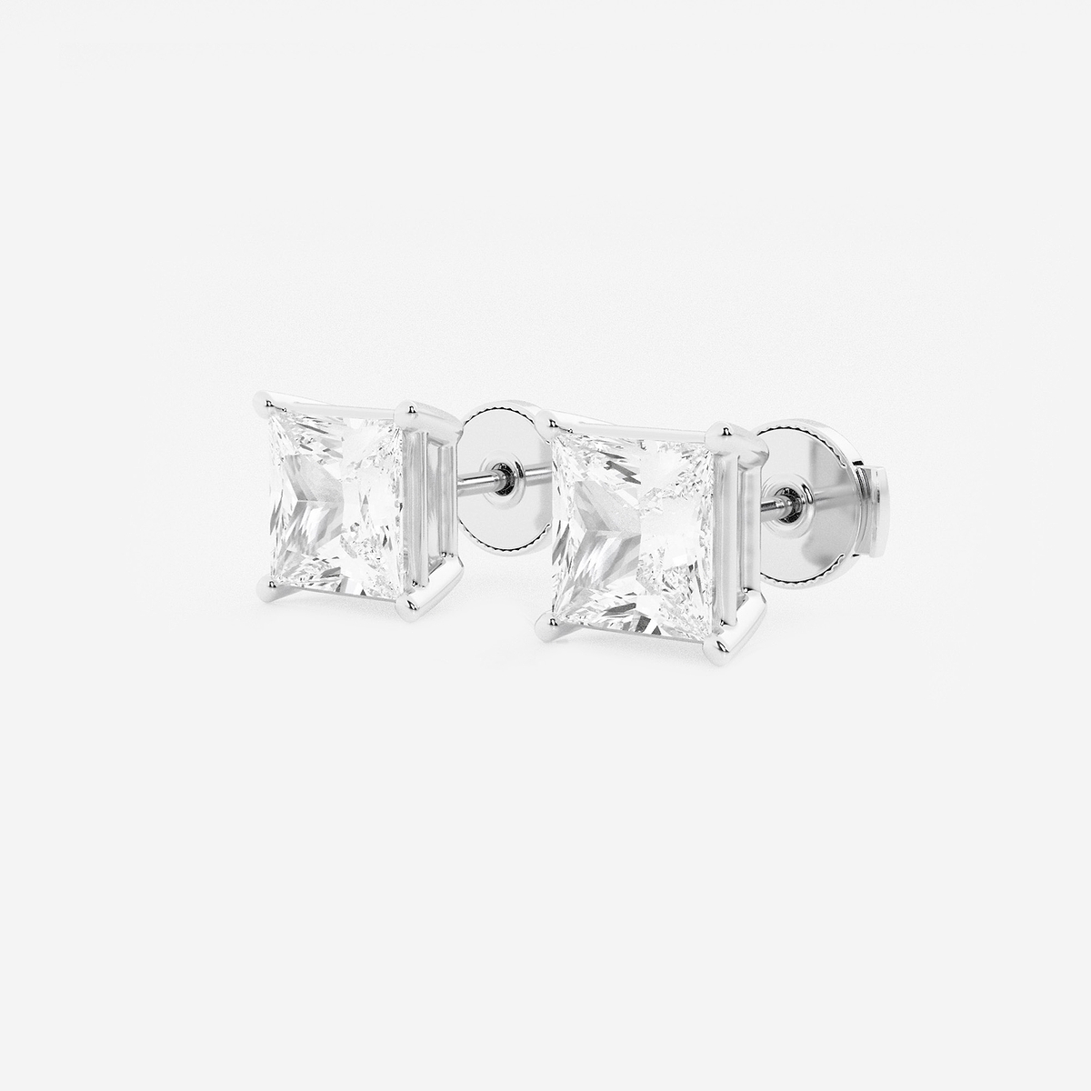 Additional Image 1 for  3 ctw Princess Lab Grown Diamond Solitaire Certified Stud Earrings
