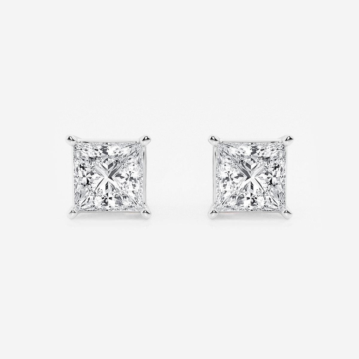 3 ctw Princess Lab Grown Diamond Solitaire Certified Stud Earrings