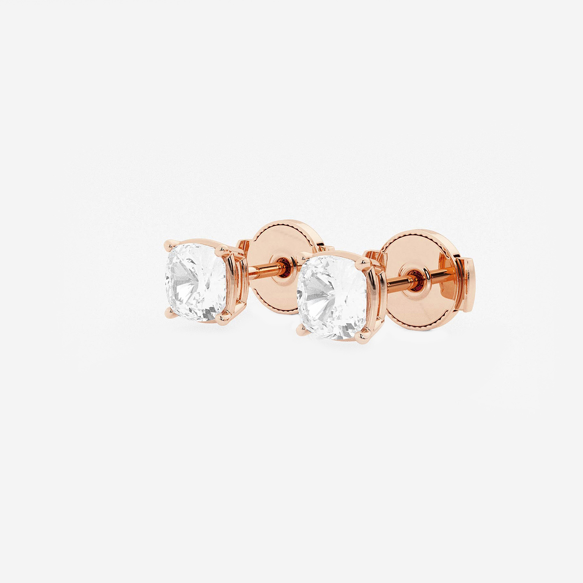 Additional Image 1 for  1 ctw Cushion Lab Grown Diamond Solitaire Stud Earrings