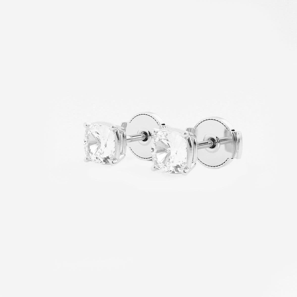Additional Image 1 for  1 ctw Cushion Lab Grown Diamond Solitaire Stud Earrings