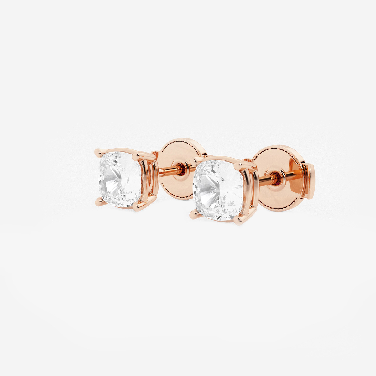 Additional Image 1 for  1 1/2 ctw Cushion Lab Grown Diamond Solitaire Stud Earrings