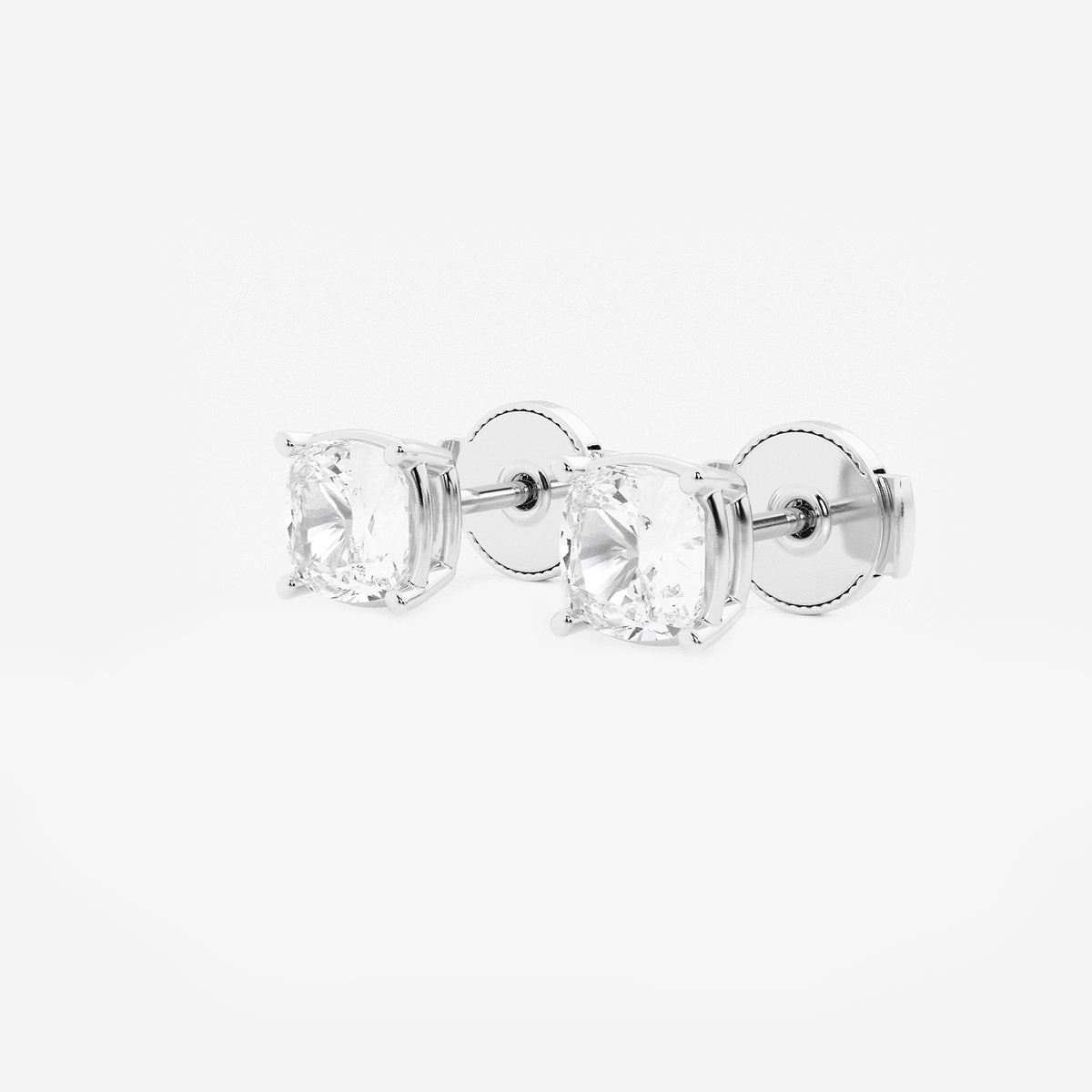 Additional Image 1 for  1 1/2 ctw Cushion Lab Grown Diamond Solitaire Stud Earrings