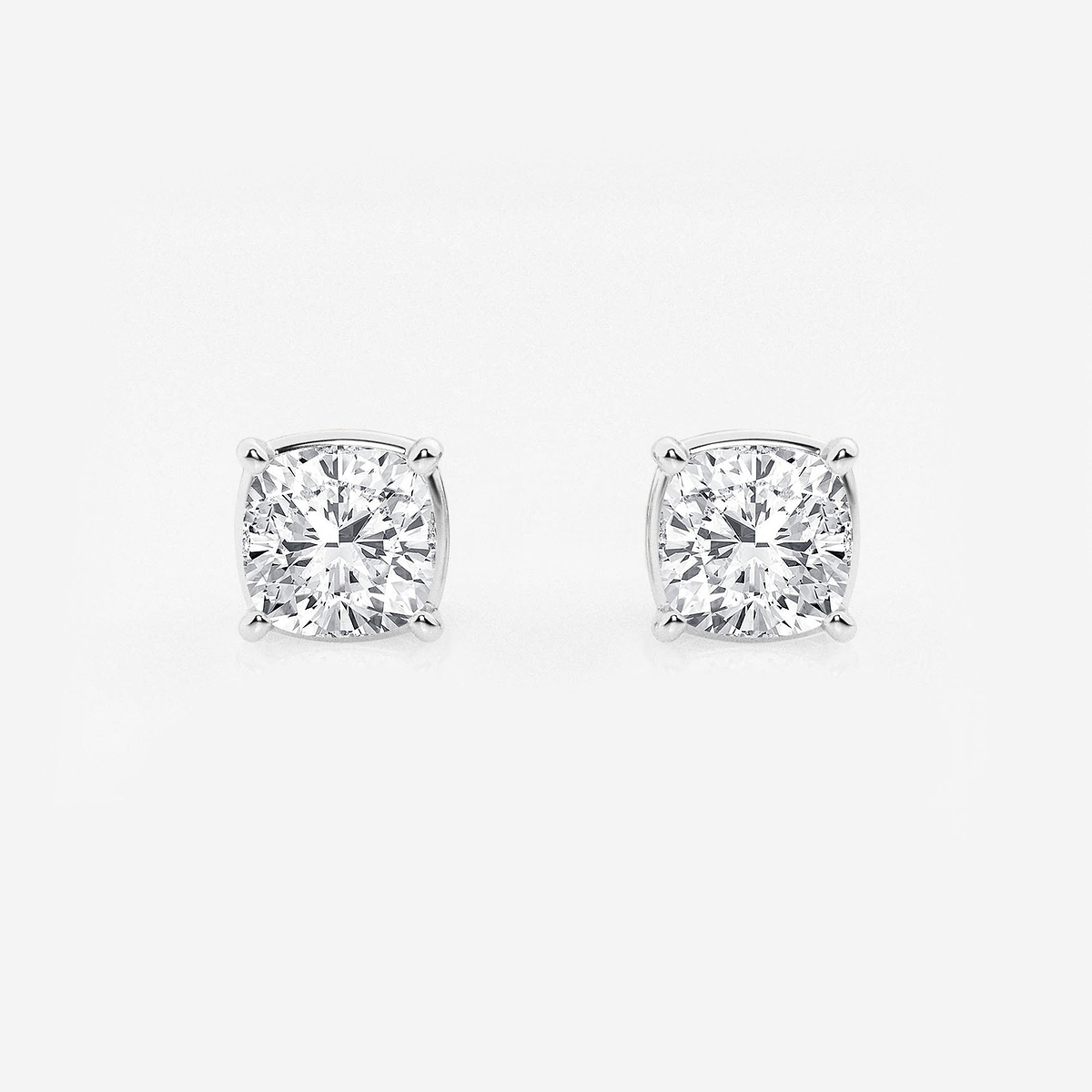2 ctw Cushion Lab Grown Diamond Solitaire Certified Stud Earrings
