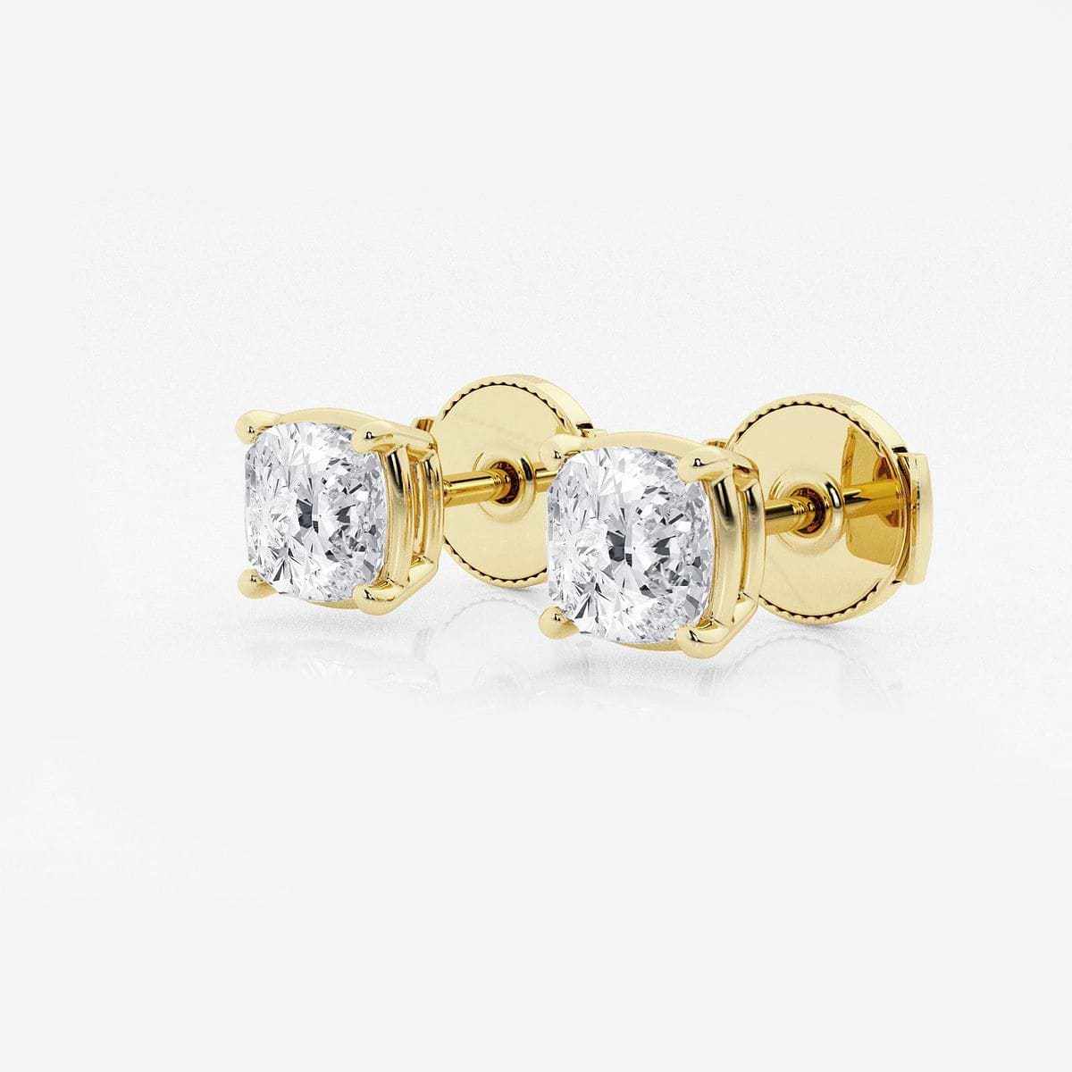Additional Image 1 for  2 ctw Cushion Lab Grown Diamond Solitaire Certified Stud Earrings