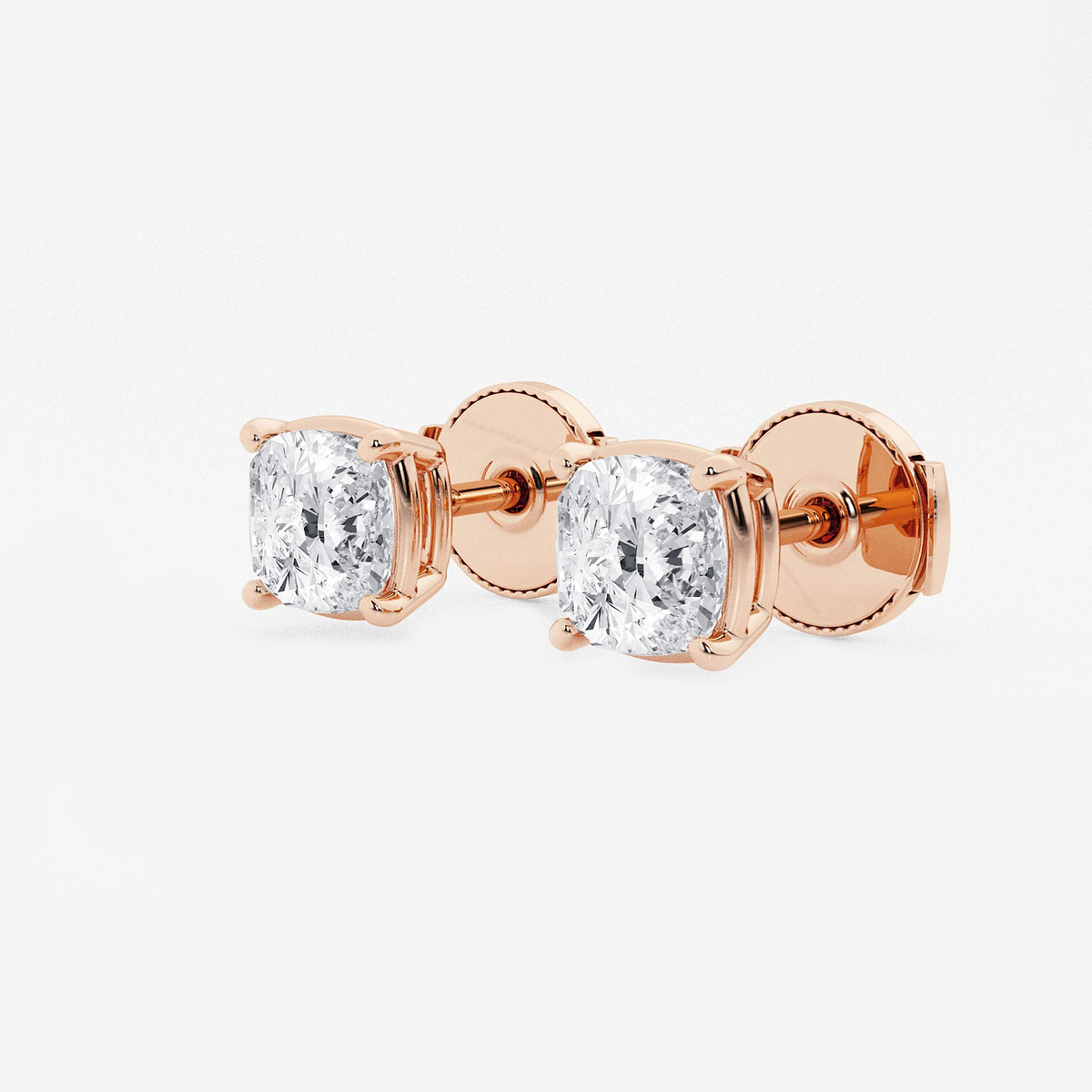 Additional Image 1 for  2 ctw Cushion Lab Grown Diamond Solitaire Certified Stud Earrings