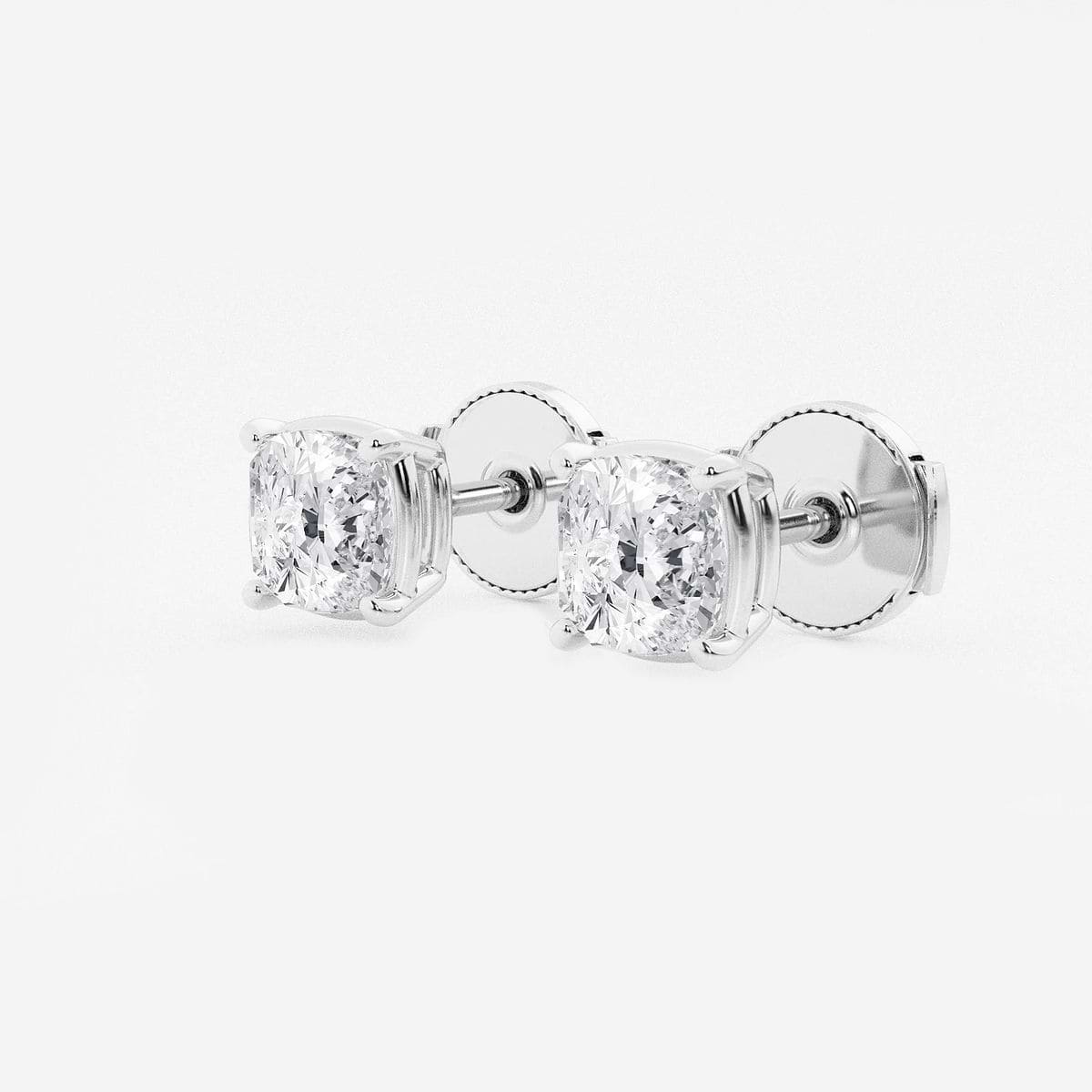 Additional Image 1 for  2 ctw Cushion Lab Grown Diamond Solitaire Certified Stud Earrings
