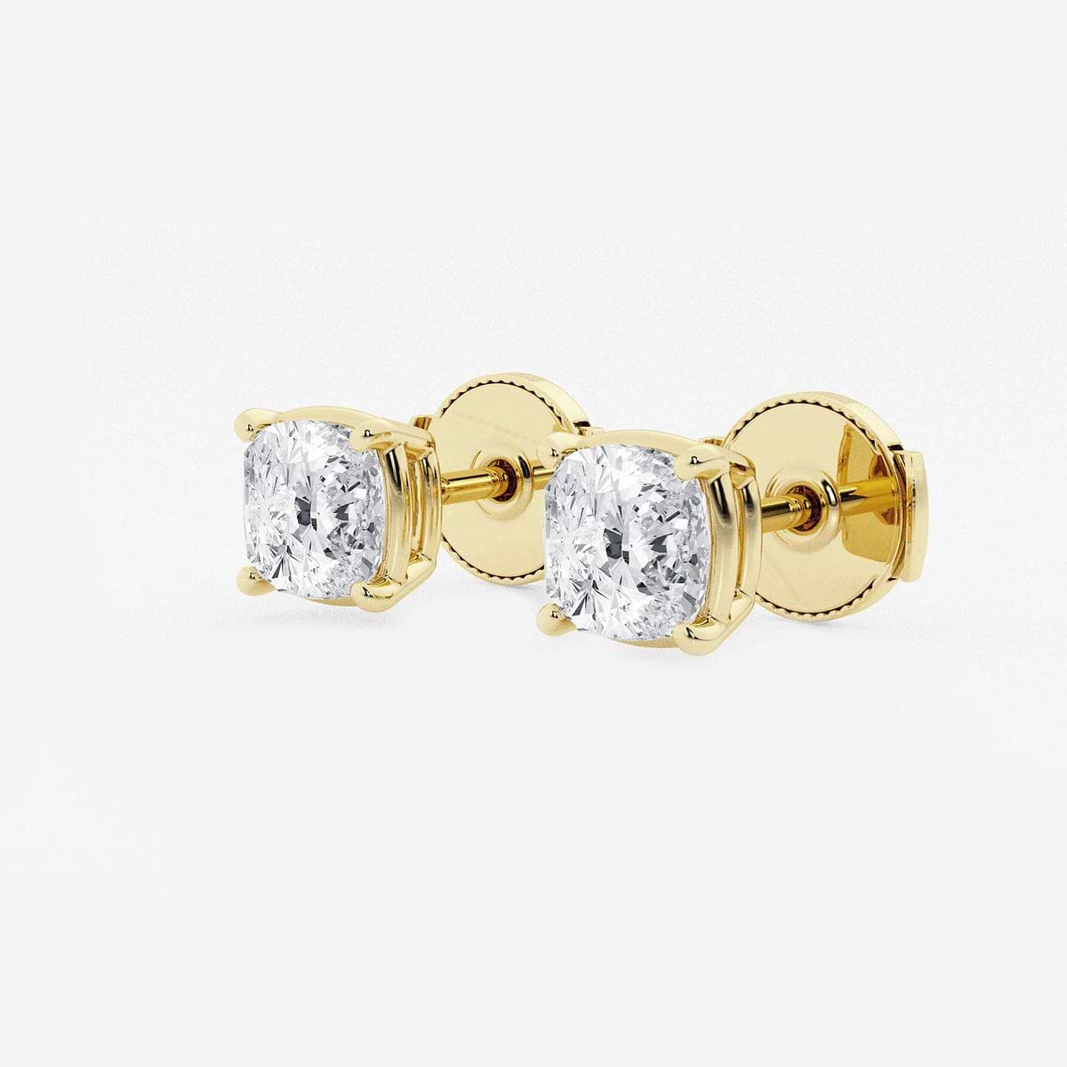 Additional Image 1 for  2 ctw Cushion Lab Grown Diamond Solitaire Certified Stud Earrings