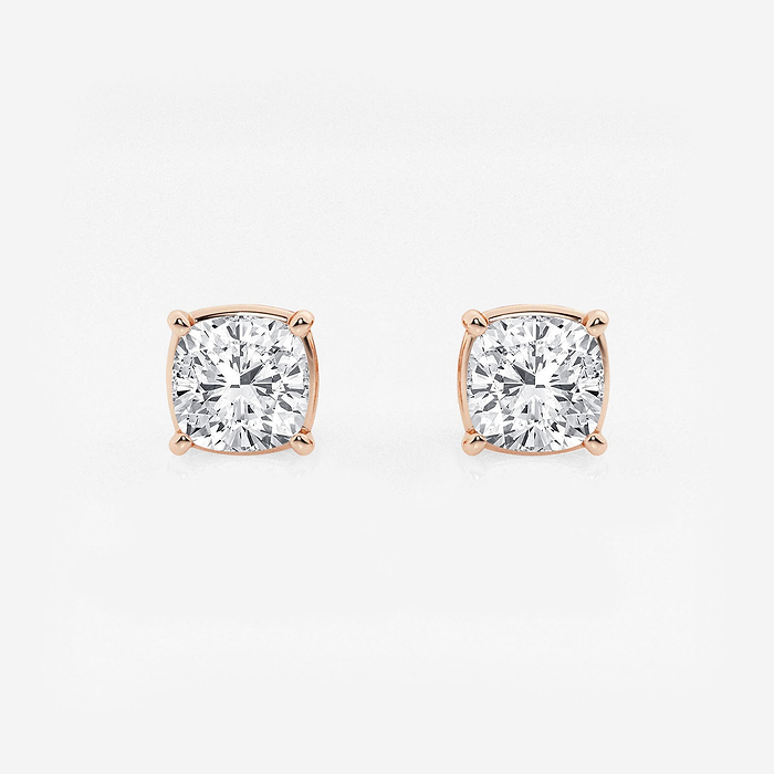 2 ctw Cushion Lab Grown Diamond Solitaire Certified Stud Earrings