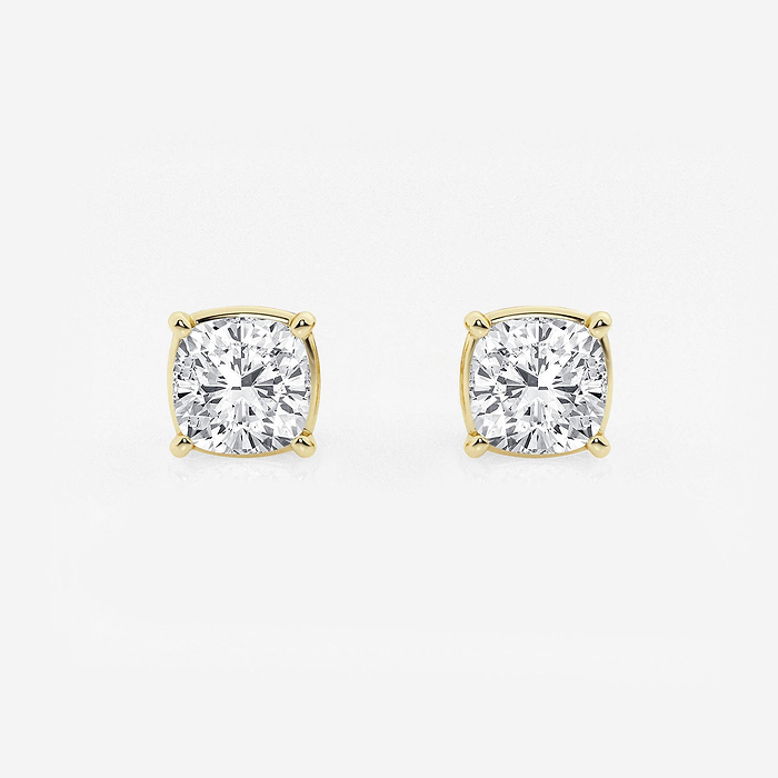 2 ctw Cushion Lab Grown Diamond Solitaire Certified Stud Earrings