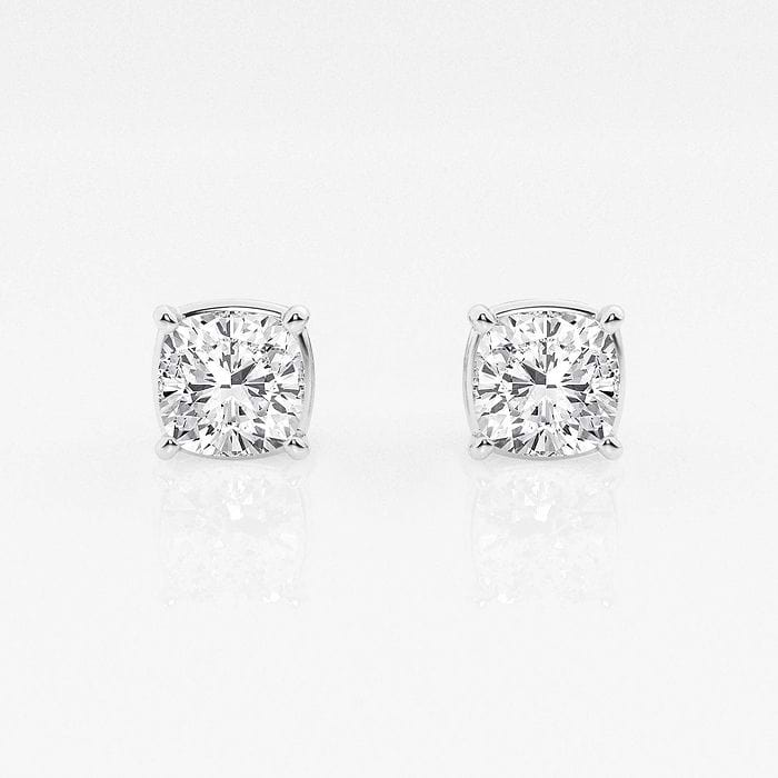 2 ctw Cushion Lab Grown Diamond Solitaire Certified Stud Earrings