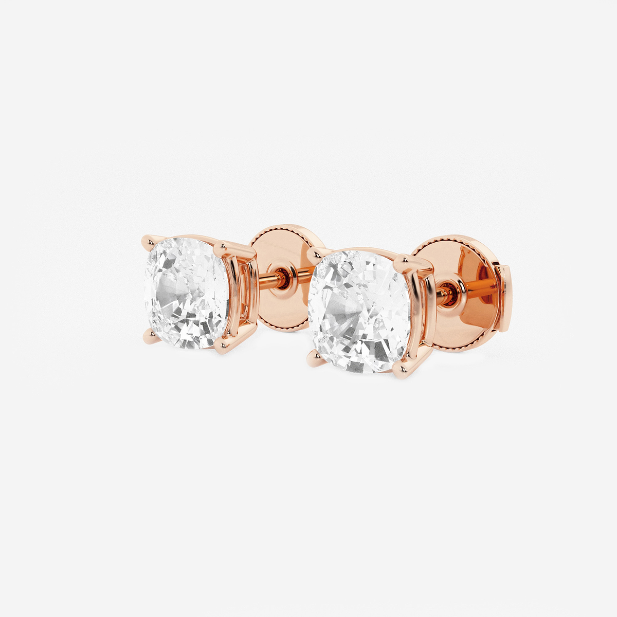 Additional Image 1 for  3 ctw Cushion Lab Grown Diamond Solitaire Certified Stud Earrings
