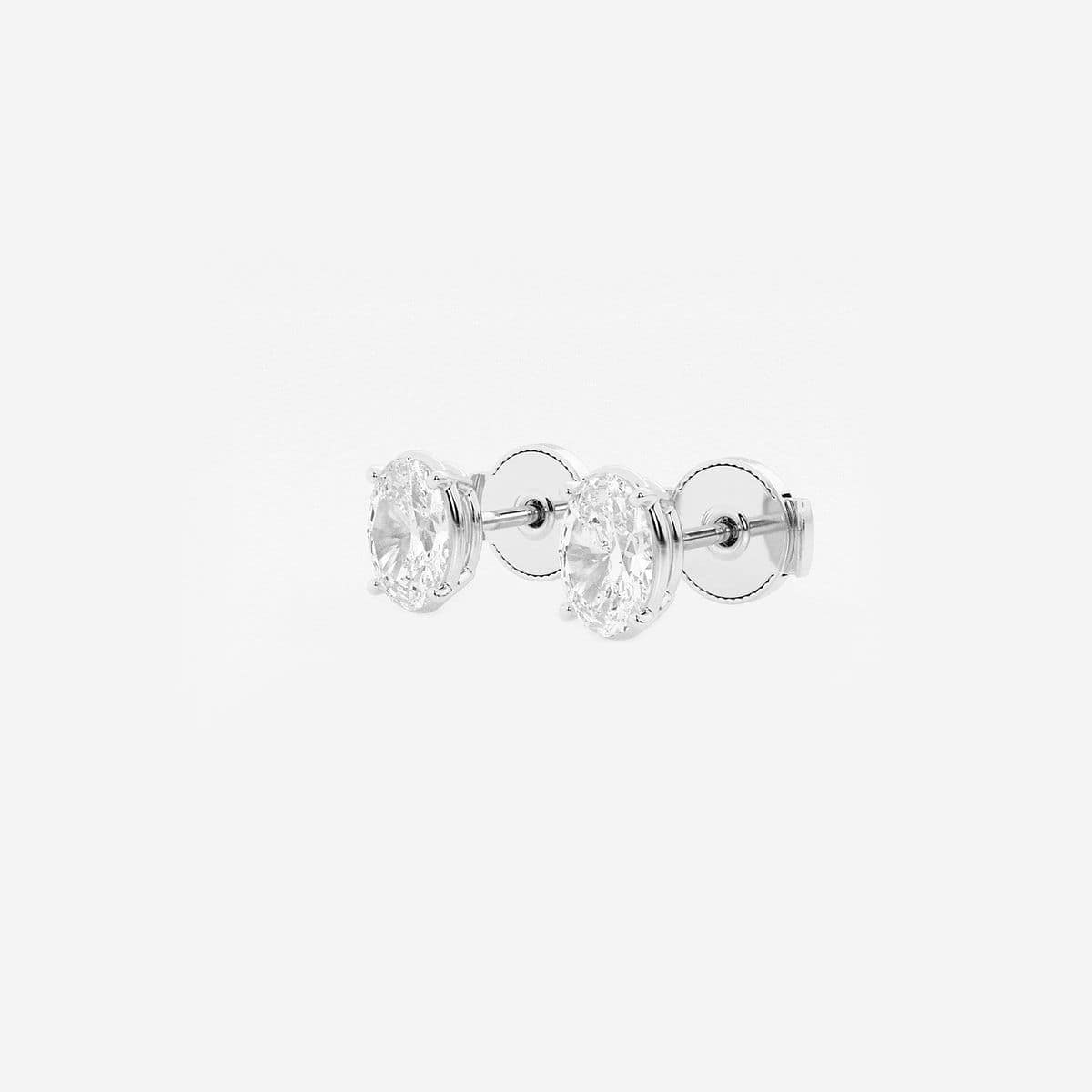 Additional Image 1 for  1 ctw Oval Lab Grown Diamond Solitaire Stud Earrings