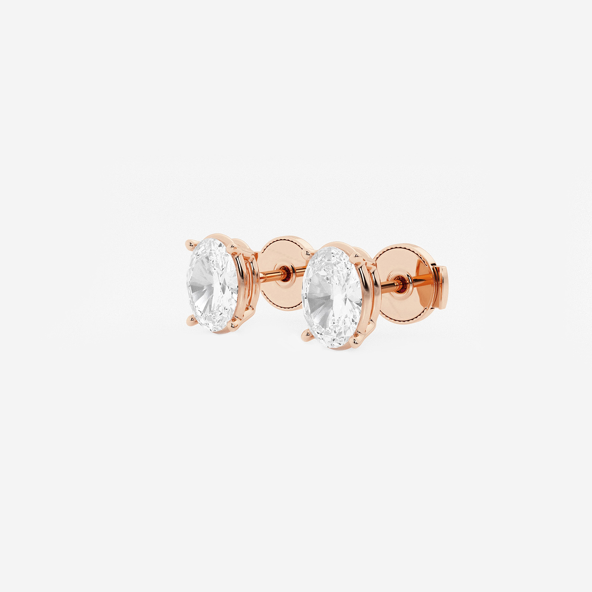Additional Image 1 for  1 1/2 ctw Oval Lab Grown Diamond Solitaire Stud Earrings