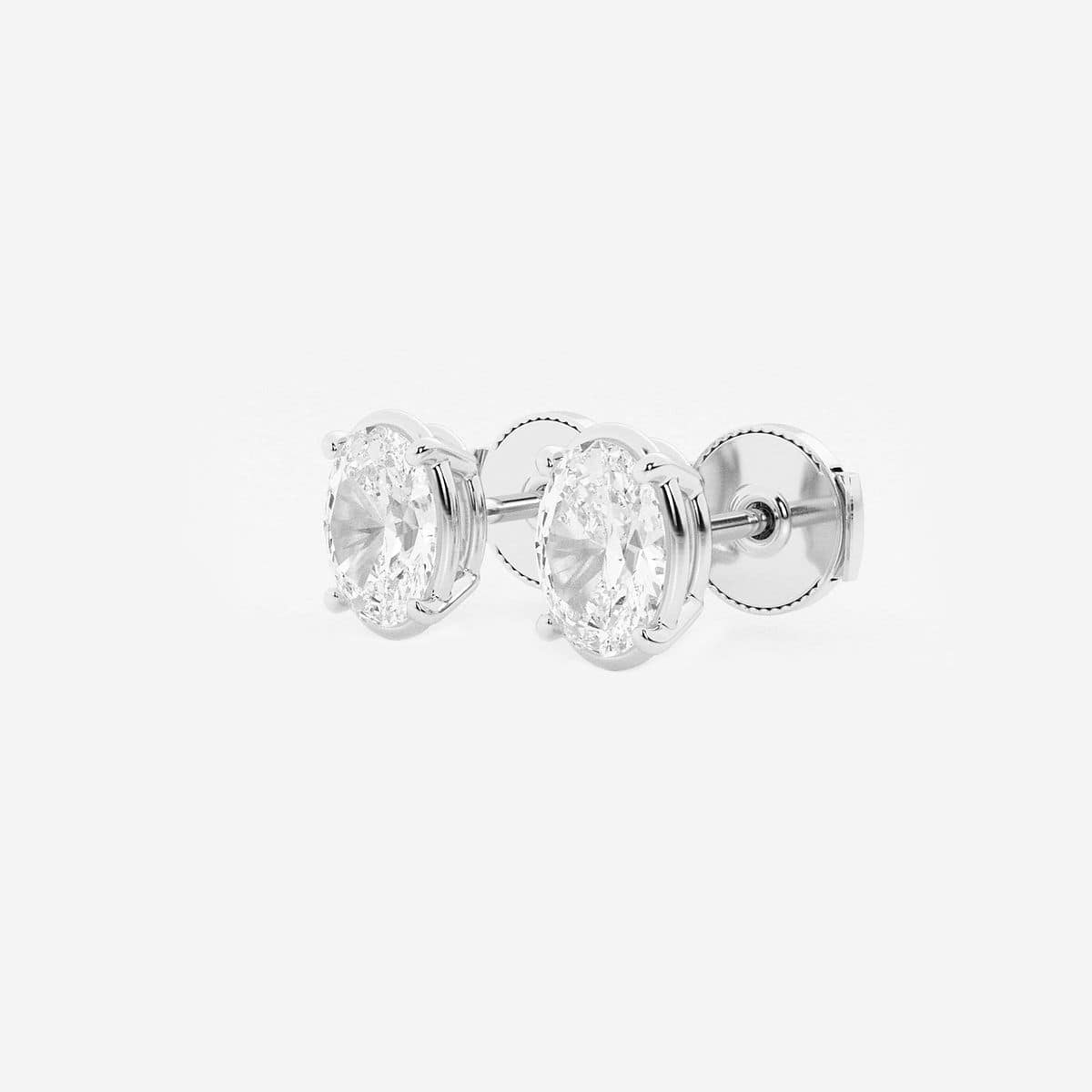 Additional Image 1 for  2 ctw Oval Lab Grown Diamond Solitaire Certified Stud Earrings