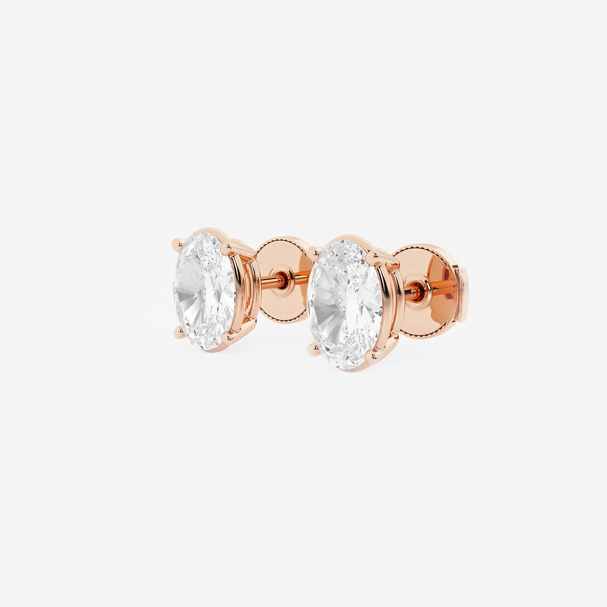 Additional Image 1 for  3 ctw Oval Lab Grown Diamond Solitaire Certified Stud Earrings