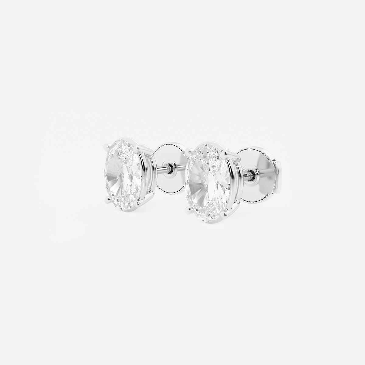 Additional Image 1 for  3 ctw Oval Lab Grown Diamond Solitaire Certified Stud Earrings