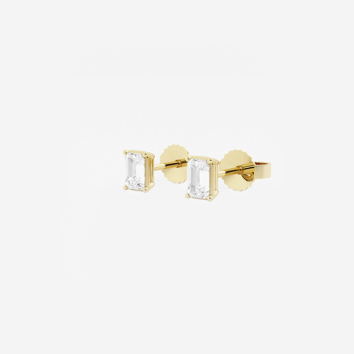 Additional Image 1 for  1/2 ctw Emerald Lab Grown Diamond Solitaire Stud Earrings