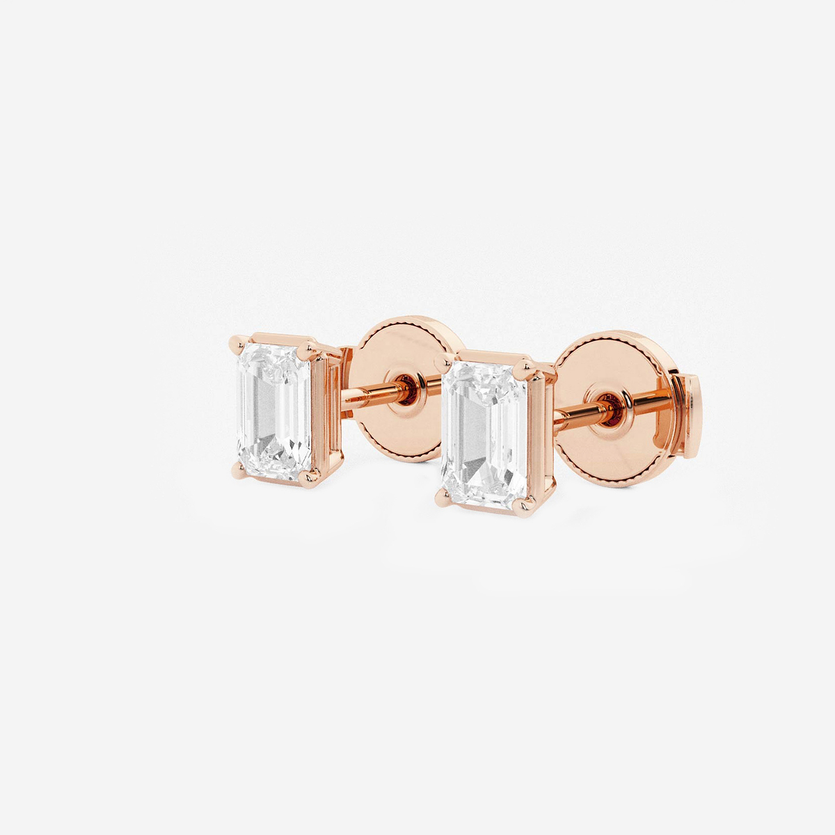 Additional Image 1 for  1 ctw Emerald Lab Grown Diamond Solitaire Stud Earrings