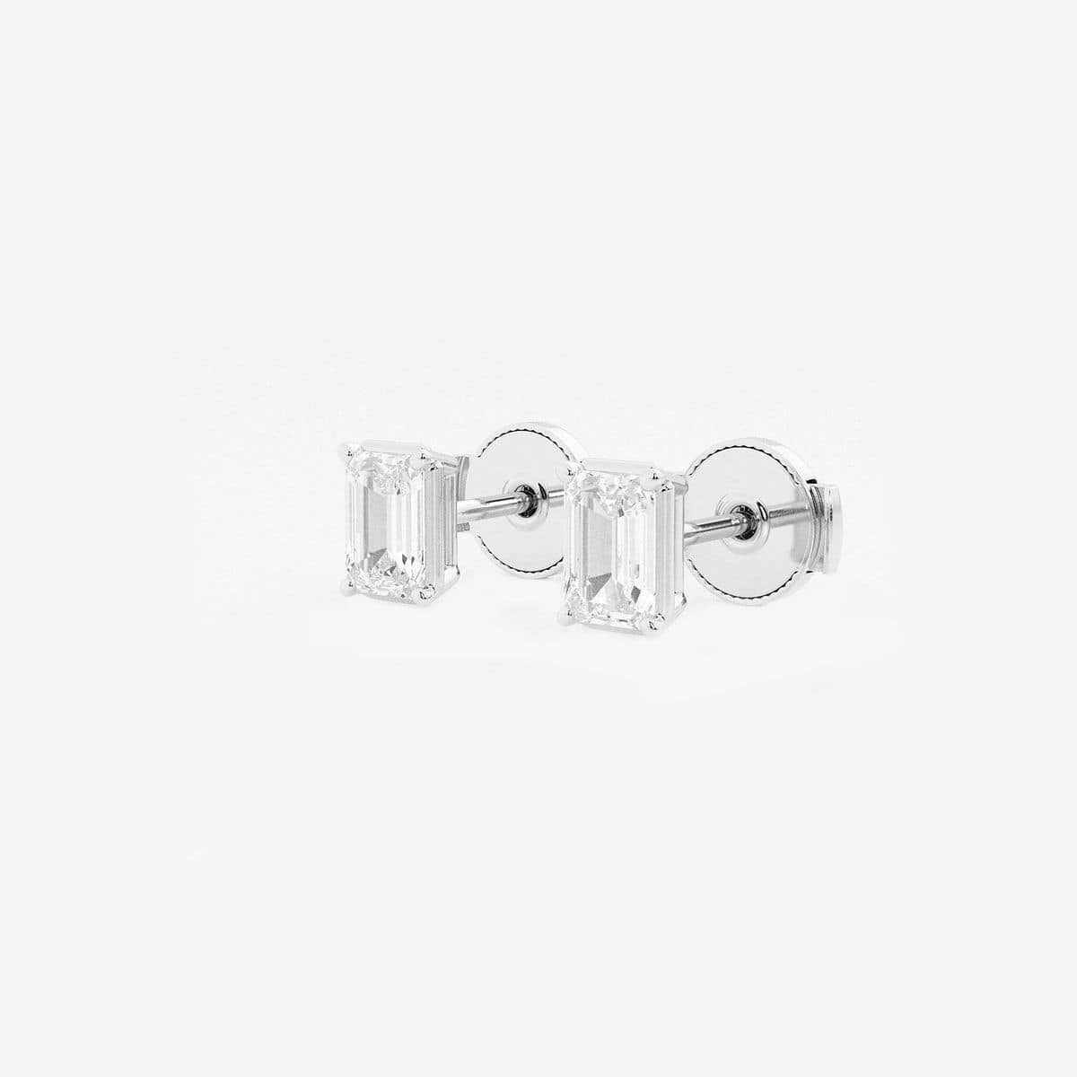 Additional Image 1 for  1 ctw Emerald Lab Grown Diamond Solitaire Stud Earrings
