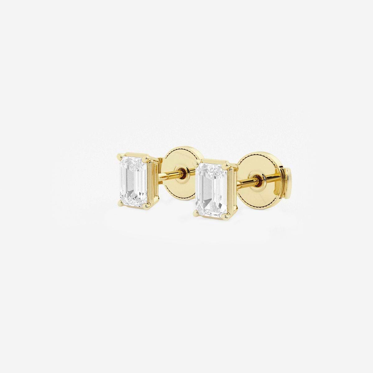 Additional Image 1 for  1 ctw Emerald Lab Grown Diamond Solitaire Stud Earrings