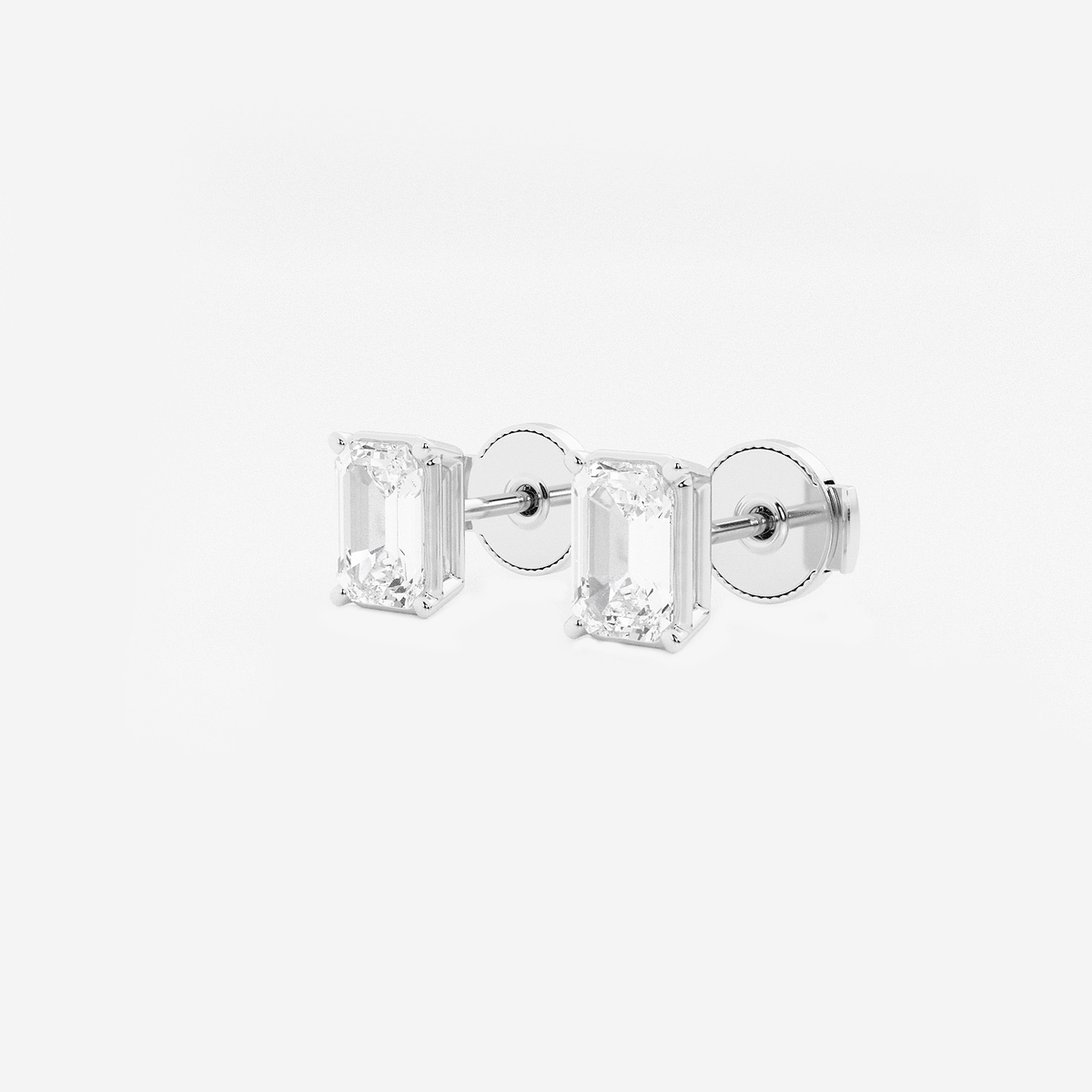 Additional Image 1 for  1 1/2 ctw Emerald Lab Grown Diamond Solitaire Stud Earrings