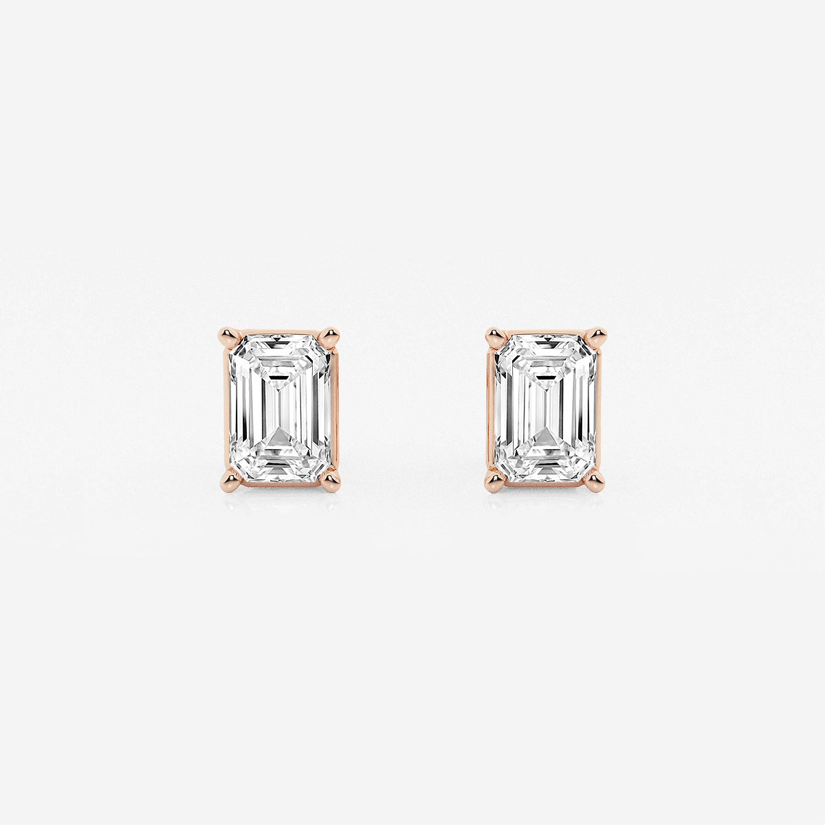 2 ctw Emerald Lab Grown Diamond Solitaire Certified Stud Earrings