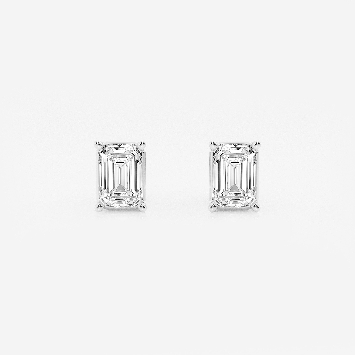 2 ctw Emerald Lab Grown Diamond Solitaire Certified Stud Earrings