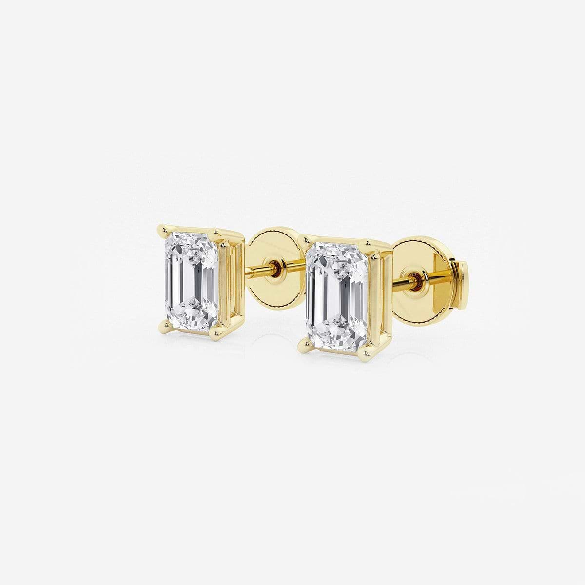 2 ct Brilliant Emerald Cut Solitaire Studs Designer Genuine Flawless Natural Sky Blue Topaz Stone 14K 18K Yellow Gold store Earrings Screw back