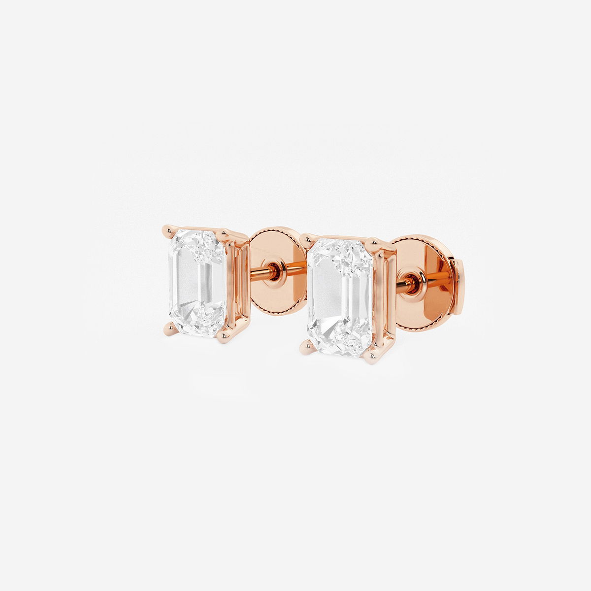 Additional Image 1 for  3 ctw Emerald Lab Grown Diamond Solitaire Certified Stud Earrings