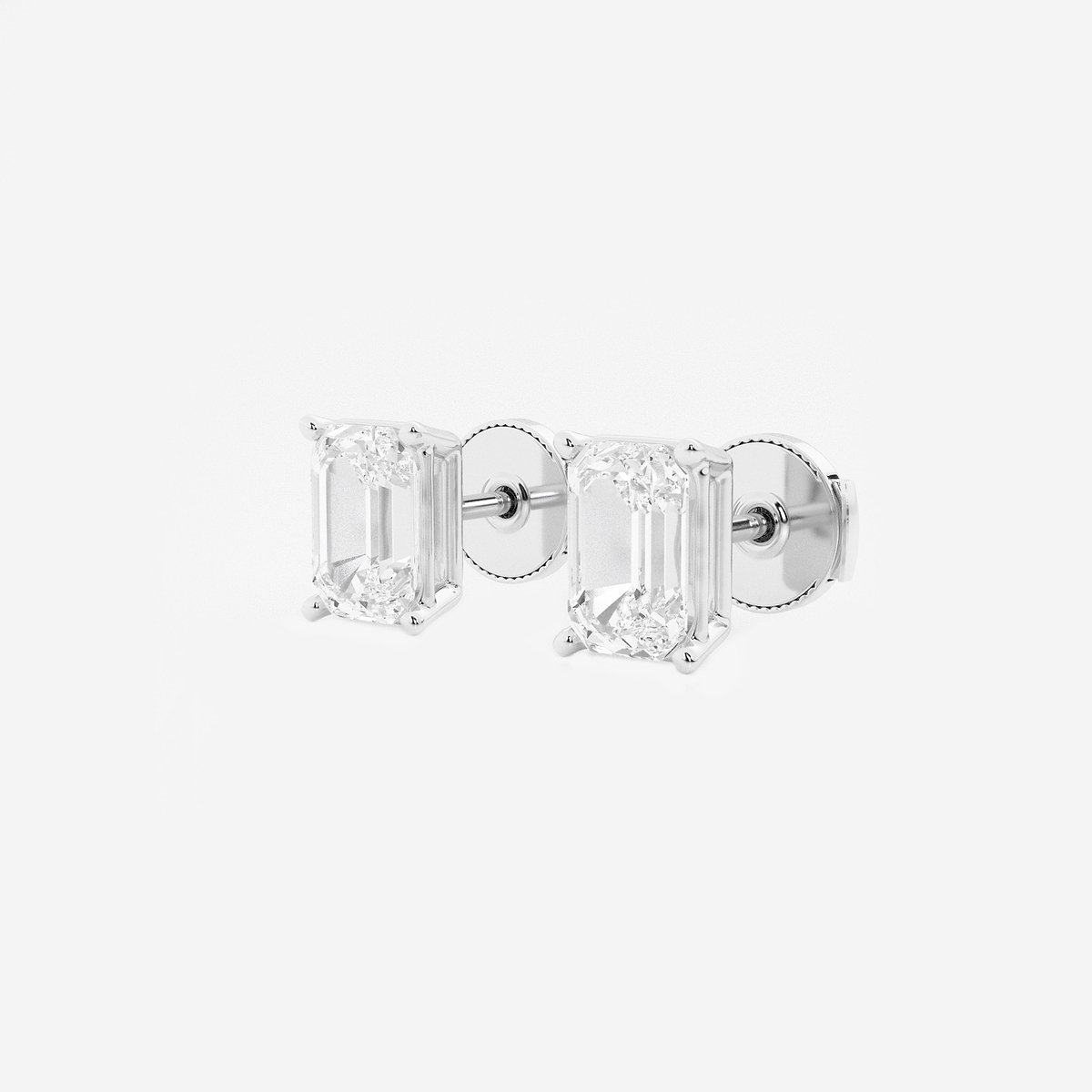 Additional Image 1 for  3 ctw Emerald Lab Grown Diamond Solitaire Certified Stud Earrings